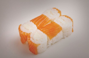 Cream cheese maki rolled in salmon
